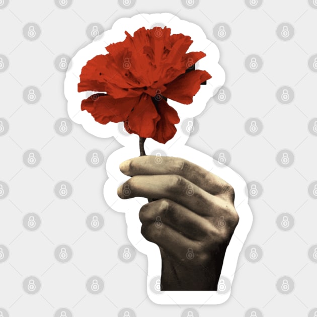 Hadestown Red Flower and Hand| Musical Theatre Gift Sticker by HuhWhatHeyWhoDat